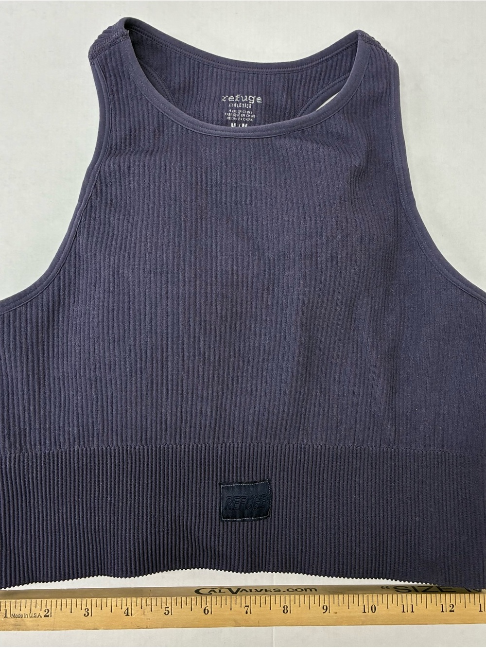 refuge Navy Ribbed Cropped Tank Top - Picture 2 of 7